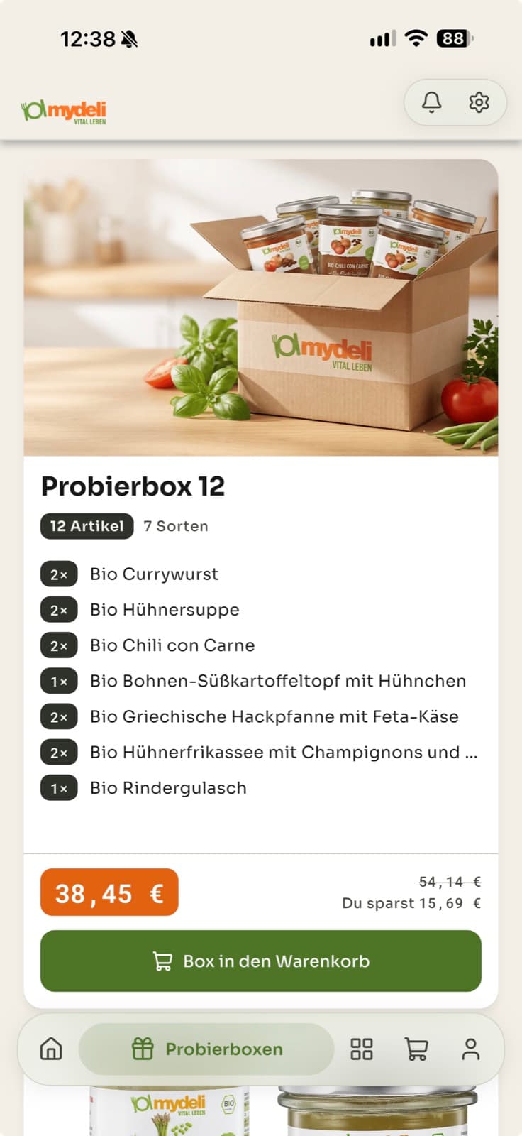 A sample box with 12 dishes